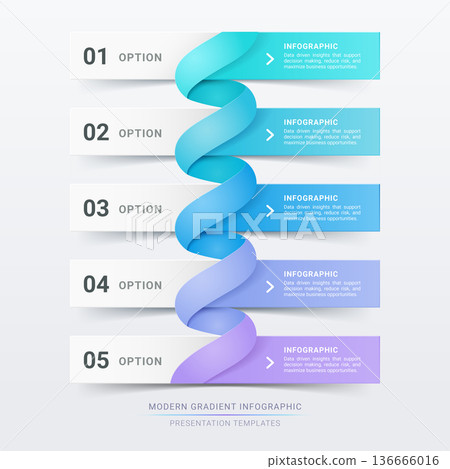 5 Step Ribbon Workflow Modern Gradient Infographic Template Banner Background 5 Step Ribbon Workflow Modern Gradient Infographic Template Banner Background 136666016