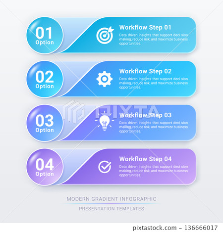 4 Step Workflow Modern Gradient Infographic Banner Template Background 4 Step Workflow Modern Gradient Infographic Banner Template Background 136666017