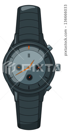 Chronometer cartoon icon. Plastic wrist watch clock 136666033