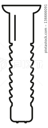 Wall plug for screw mounting. Construction fastener line icon 136666091