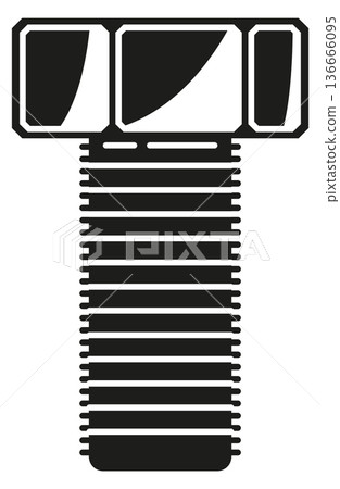 Bolt black silhouette. Hex metal fastener icon Bolt black silhouette. Hex metal fastener icon 136666095