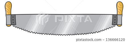 Two handed saw color icon. Timber work tool Two handed saw color icon. Timber work tool 136666120