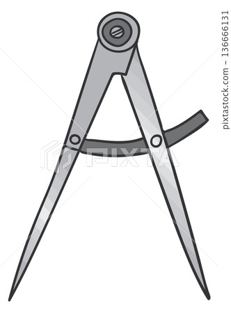 Compass color drawing. Carpentry tool. Woodwork instrument Compass color drawing. Carpentry tool. Woodwork instrument 136666131