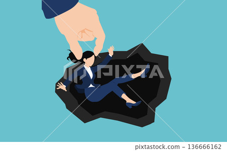 Illustration of a businesswoman avoiding danger 136666162