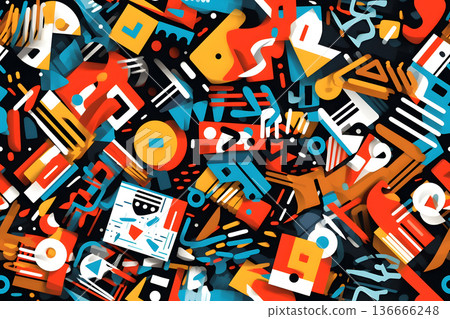 A cool seamless abstract doodle pattern inspired by 00s, neural network generated image 136666248
