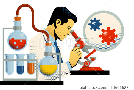 Retro Scientist Laboratory Research Illustration Retro Scientist Laboratory Research Illustration 136666271