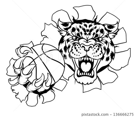Jaguar Leopard Cheetah Panther Basketball Mascot 136666275