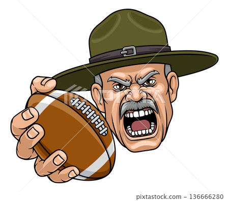 Drill Instructor Sergeant Bootcamp Football Mascot Drill Instructor Sergeant Bootcamp Football Mascot 136666280