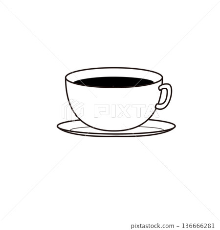 Coffee cup monochrome line drawing icon drink illustration 136666281