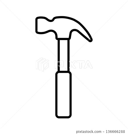 Line drawing illustration of a hammer and hammer that can be used for DIY and repairs Line drawing illustration of a hammer and hammer that can be used for DIY and repairs 136666288