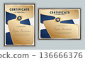 Elegant blue and gold certificate of completion template for corporate training and business courses 136666376
