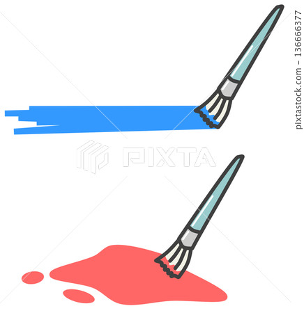 Illustration of a paint brush applying colorful water-based and oil-based paints Illustration of a paint brush applying colorful water-based and oil-based paints 136666377