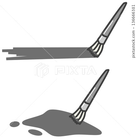 Illustration of a paint brush applying colorful water-based and oil-based paints Illustration of a paint brush applying colorful water-based and oil-based paints 136666381