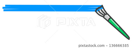 Illustration of a paint brush applying colorful water-based and oil-based paints 136666385