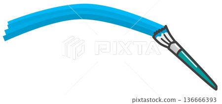 Illustration of a paint brush applying colorful water-based and oil-based paints Illustration of a paint brush applying colorful water-based and oil-based paints 136666393
