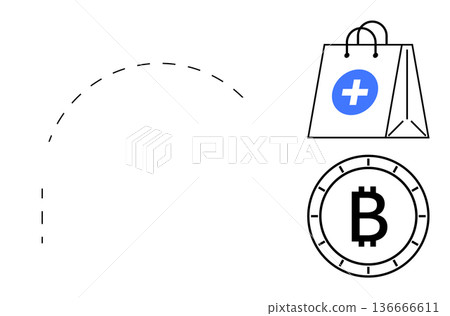 Cryptocurrency, online shopping, digital transactions, healthcare services, blockchain, e-commerce payment. ion of a Bitcoin symbol and a shopping bag with a healthcare icon. Cryptocurrency Cryptocurrency, online shopping, digital transactions, healthcare services, blockchain, e-commerce payment. ion of a Bitcoin symbol and a shopping bag with a healthcare icon. Cryptocurrency 136666611