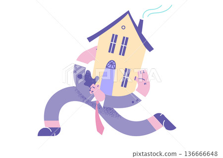 Tired man carry house on back 136666648