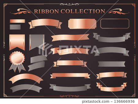 絲帶裝飾設計套裝和古董邊框和框架設計 絲帶裝飾設計套裝和古董邊框和框架設計 136666936