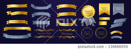 Ribbon ornament design set and antique border and frame designs Ribbon ornament design set and antique border and frame designs 136666950