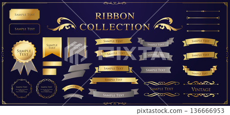 絲帶裝飾設計套裝和古董邊框和框架設計 136666953