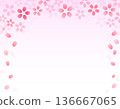 Spring illustration material: Beautiful frame with falling cherry blossoms 1 Spring illustration material: Beautiful frame with falling cherry blossoms 1 136667065