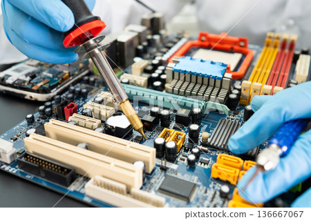 Repairing and upgrade Samsung mobile phone, electronic, computer hardware and technology concept. 136667067