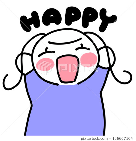 Hand-drawn illustration of a smiling girl in purple with text Hand-drawn illustration of a smiling girl in purple with text 136667104