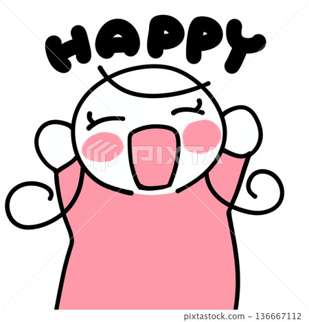 手繪插圖，描繪了一個穿著粉紅色衣服、微笑的女孩，並附有文字。 136667112