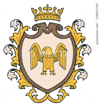 Royal insignia in medieval style. Eagle heraldry emblem Royal insignia in medieval style. Eagle heraldry emblem 136667204