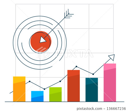 Financial growth column chart. Goal activity diagram Financial growth column chart. Goal activity diagram 136667236
