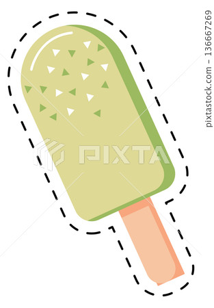 Green ice cream bar. Pistachio dessert sticker Green ice cream bar. Pistachio dessert sticker 136667269