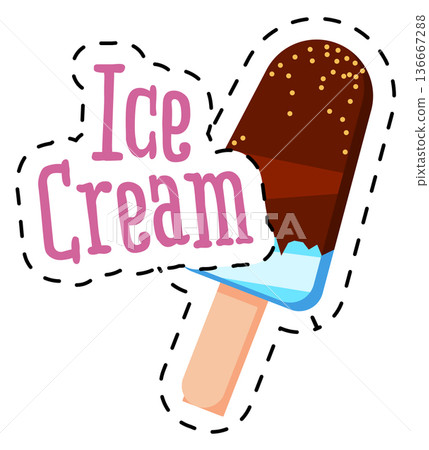 Ice cream patch. Frozen chocolate bar sticker Ice cream patch. Frozen chocolate bar sticker 136667288