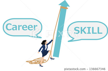 Illustration of a businesswoman working on reskilling Illustration of a businesswoman working on reskilling 136667346