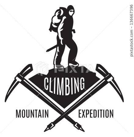 Mountain expedition black logo. Extreme sport club Mountain expedition black logo. Extreme sport club 136667396