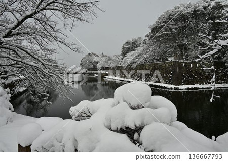 國寶彥根城:雪景冬日景象 國寶彥根城:雪景冬日景象 136667793