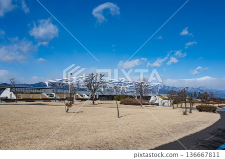 Winter Alwin and snowy mountains in Matsumoto City 136667811