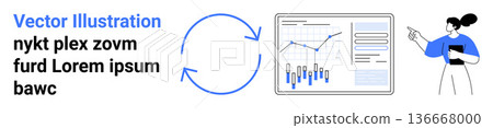 Data analysis, business growth, financial planning, decision-making, progress tracking, reporting. A professional reviews a digital chart with trends and cyclical data. Data analysis and business Data analysis, business growth, financial planning, decision-making, progress tracking, reporting. A professional reviews a digital chart with trends and cyclical data. Data analysis and business 136668000