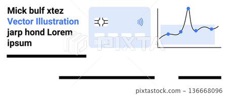 Digital payments, fintech, data analysis, financial technology, e-commerce, statistical trends. Credit card with data analytics graph. Digital payments and fintech concept 136668096