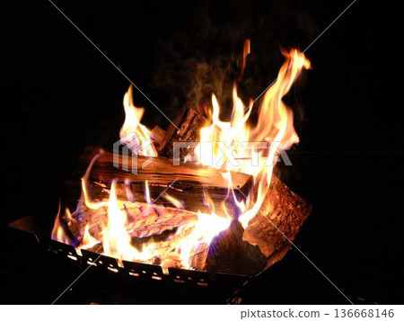 Bonfire at the campsite Bonfire at the campsite 136668146