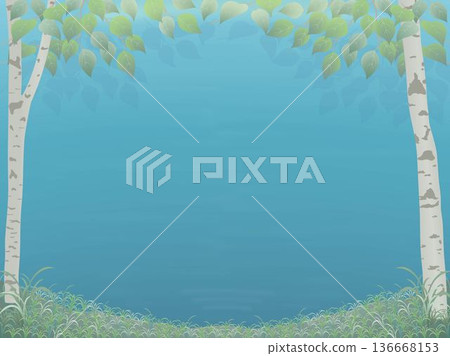 A world of birches and lakes, blue-green A world of birches and lakes, blue-green 136668153