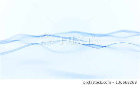 Smooth blue particle waves forming soft digital landscape on clean light background, minimal futuristic flow, abstract fluid energy surface, calm modern technology style. Smooth blue particle waves forming soft digital landscape on clean light background, minimal futuristic flow, abstract fluid energy surface, calm modern technology style. 136668269