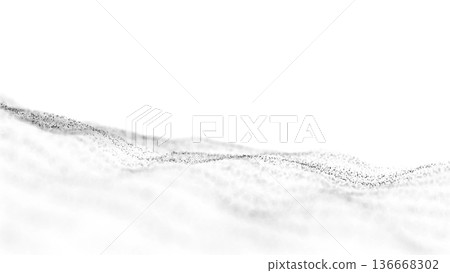 Abstract monochrome particle waves flowing in soft motion, minimal black and white digital dispersion forming smooth dynamic landscape, futuristic clean background with subtle depth and elegant energy Abstract monochrome particle waves flowing in soft motion, minimal black and white digital dispersion forming smooth dynamic landscape, futuristic clean background with subtle depth and elegant energy 136668302