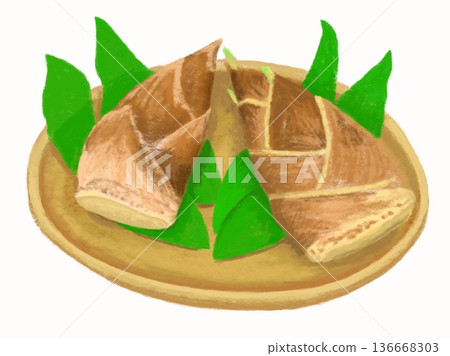 籃子裡兩根竹筍的插圖 136668303