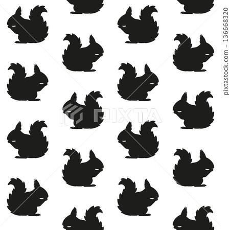Vector seamless pattern of squirrel silhouette 136668320