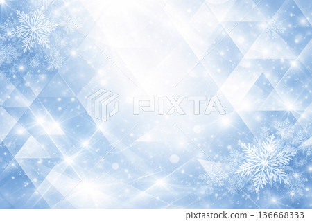 Geometric winter landscape with snowflakes 136668333