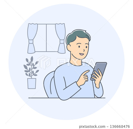 A young man using his smartphone at home to receive medical care A young man using his smartphone at home to receive medical care 136668476