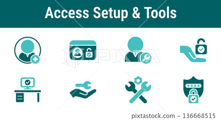 Employee Access Setup and Tools Icons 136668515