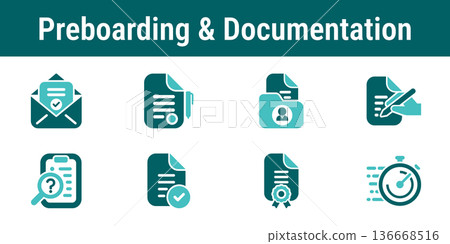 Employee Preboarding and Documentation Icons Employee Preboarding and Documentation Icons 136668516