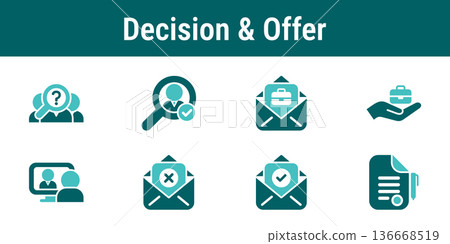 Hiring Decision and Offer Icons Hiring Decision and Offer Icons 136668519