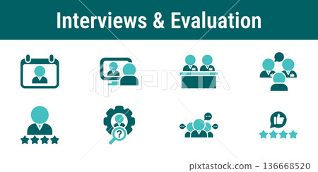 Interviews and Evaluation Flow Icons 136668520